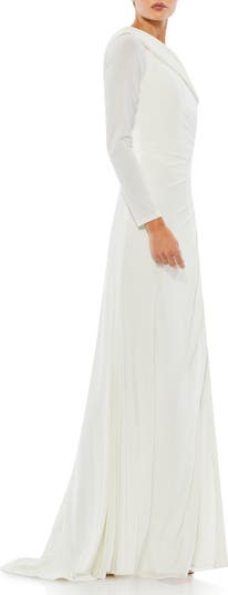 【Mac Duggal】Ruched Drop Shoulder Foldover Gown 関税送料込 Ruched Jersey Drop Shoulder Foldover Gown - Mac Duggal