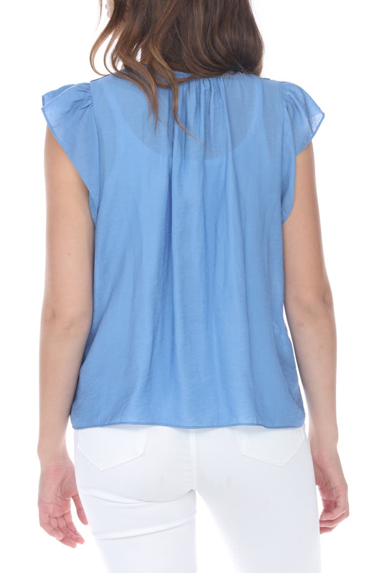 Embroidered Flutter Sleeve Top, Alternate, color, BLUE