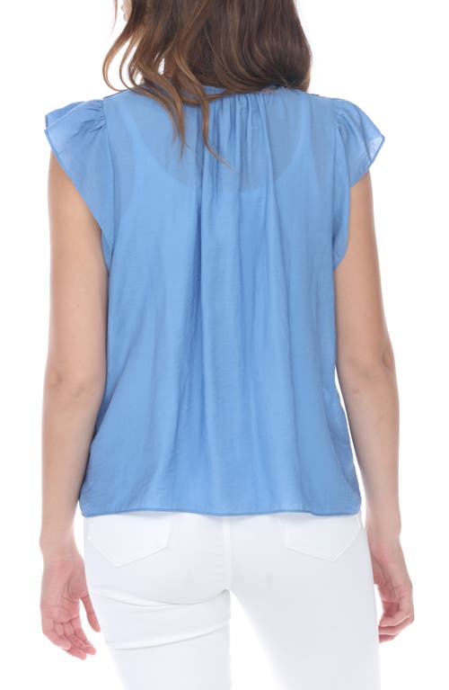 RAIN AND ROSE RAIN AND ROSE EMBROIDERED FLUTTER SLEEVE TOP 