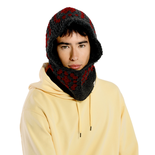 Nirvana Designs Crochet Patch Hood In Black
