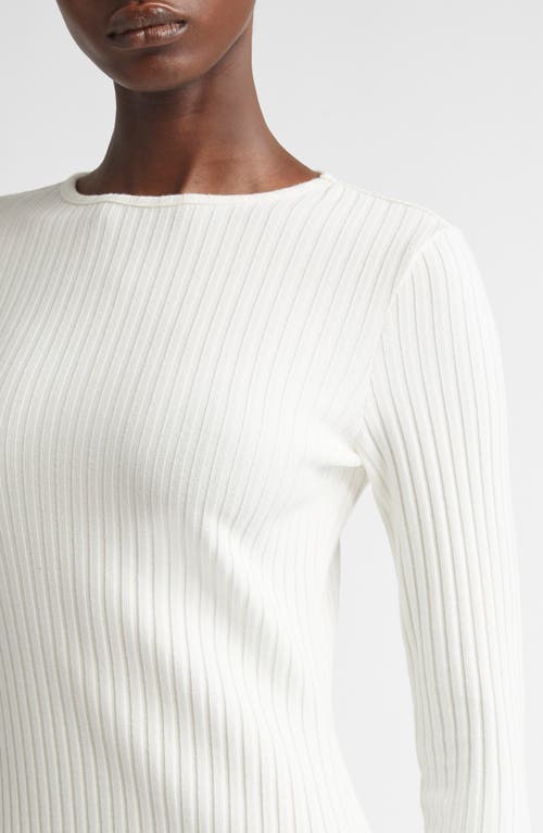 Vince Rib-knit Long-sleeve Midi Dress In White