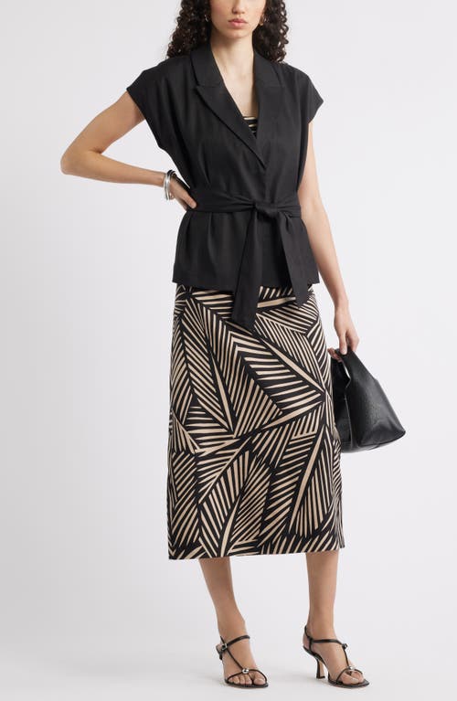 Nordstrom Strapless Linen Blend Midi Dress In Black