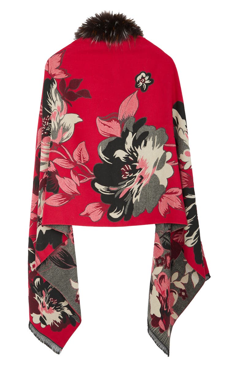 SAACHI Floral Faux Fur Trim Scarf, Alternate, color,