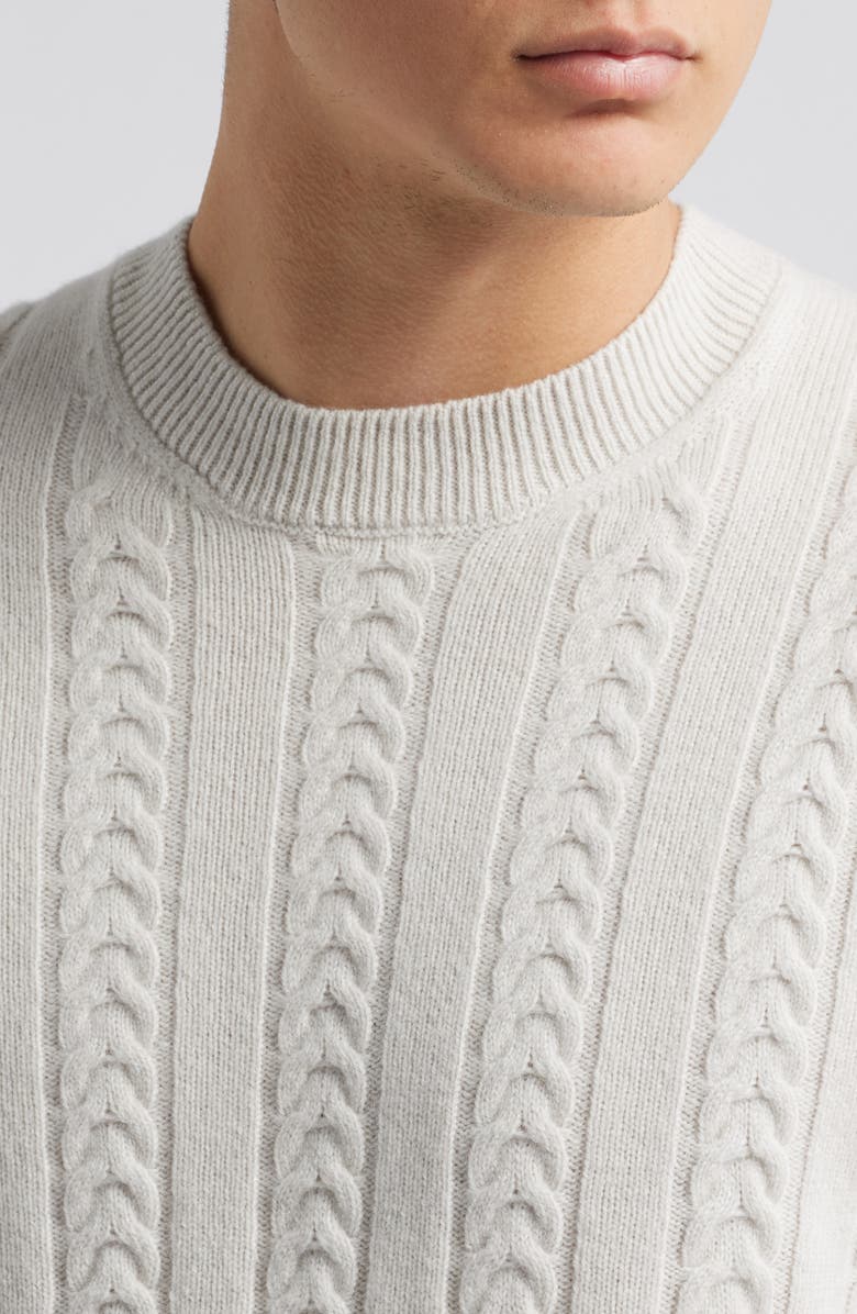 BOSS Camel Ermisto Virgin Wool & Camel Cable Sweater, Alternate, color, Natural