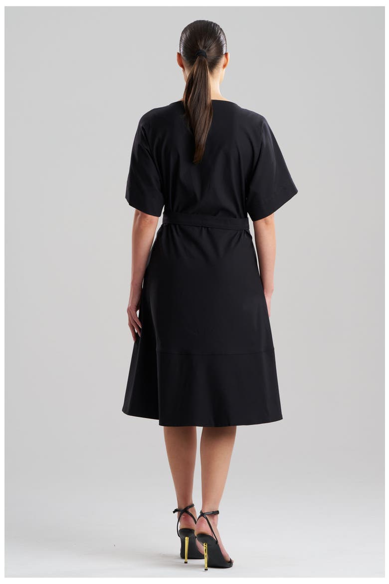 Solid Lightweight Woven Boatneck Dress with Embellishment, Alternate, color, BLACK