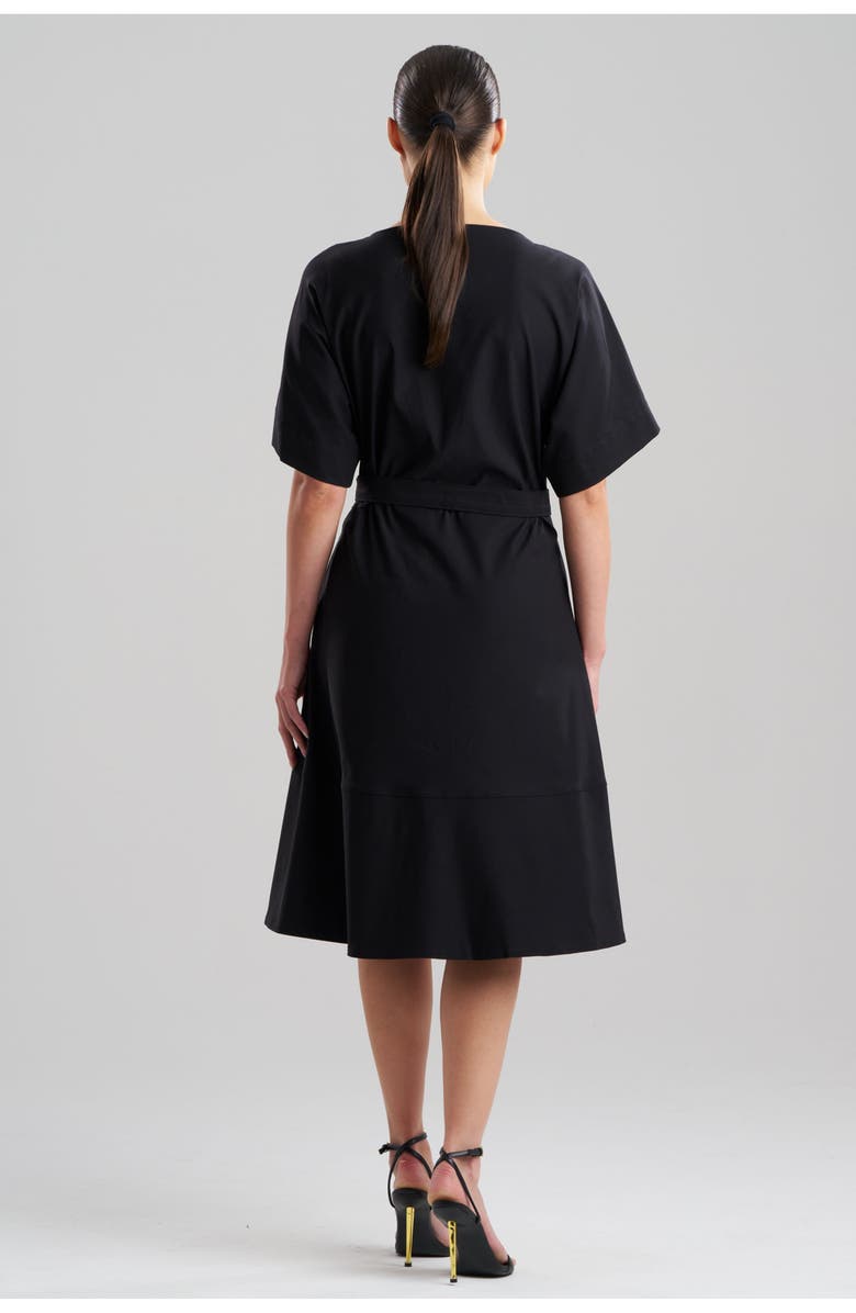 N Natori Solid Lightweight Woven Boatneck Dress with Embellishment, Alternate, color, Black