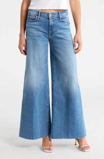 MOTHER The Swisher Sneak Raw Hem High Waist Super Wide Leg Jeans