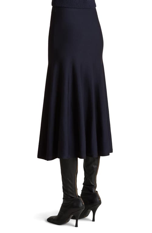 Shop Khaite Mayu Wool Blend Midi Sweater Skirt In Midnight Navy