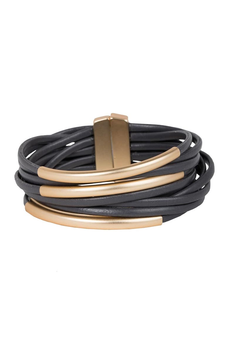 On the Rail Layered Wrap Bracelet, Main, color, GREY
