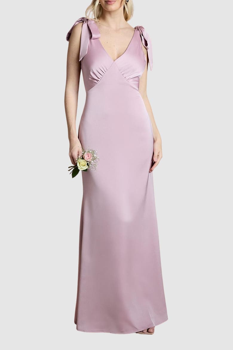 V-Neck Crepe Maxi Dress, Alternate, color, Dusty Rose