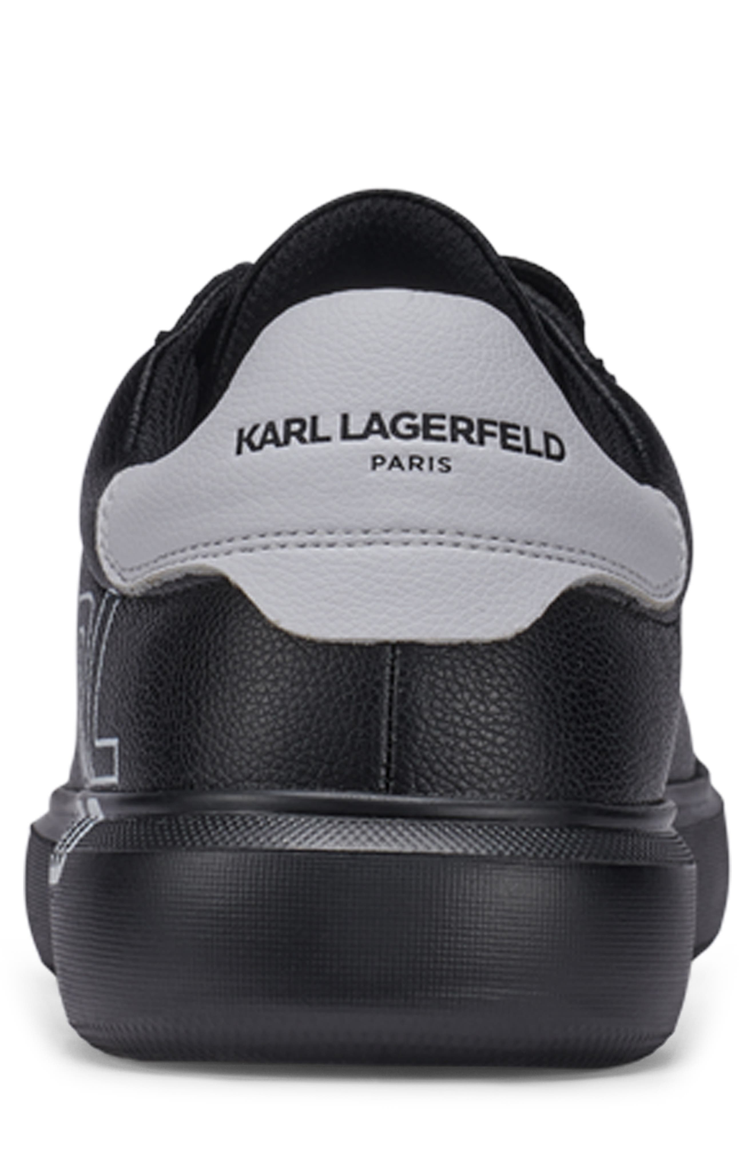 KARL LAGERFELD PARIS Leather Low Top Sneaker, Alternate, color, Black