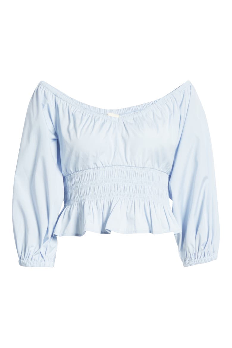 Off the Shoulder Cotton Poplin Blouse, Alternate, color, BLUE FEATHER