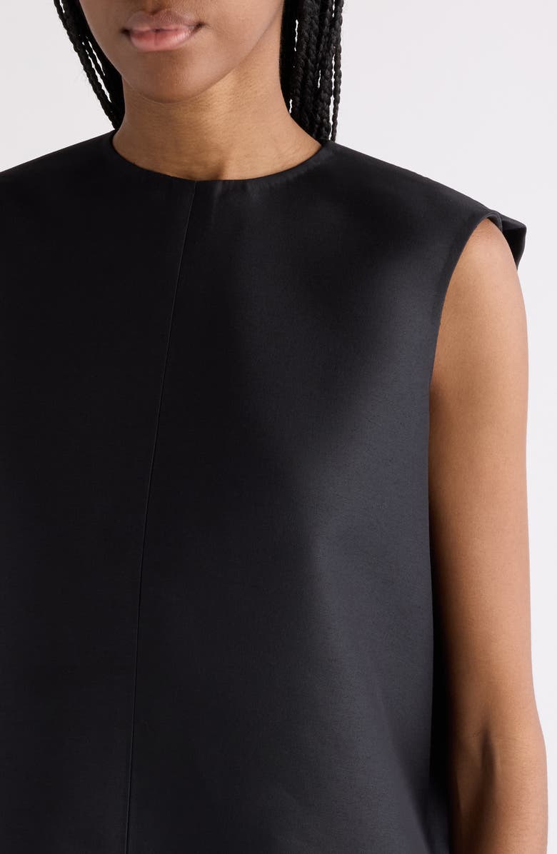 Balenciaga Wool & Silk Crepe Cocoon Minidress, Alternate, color, Nero