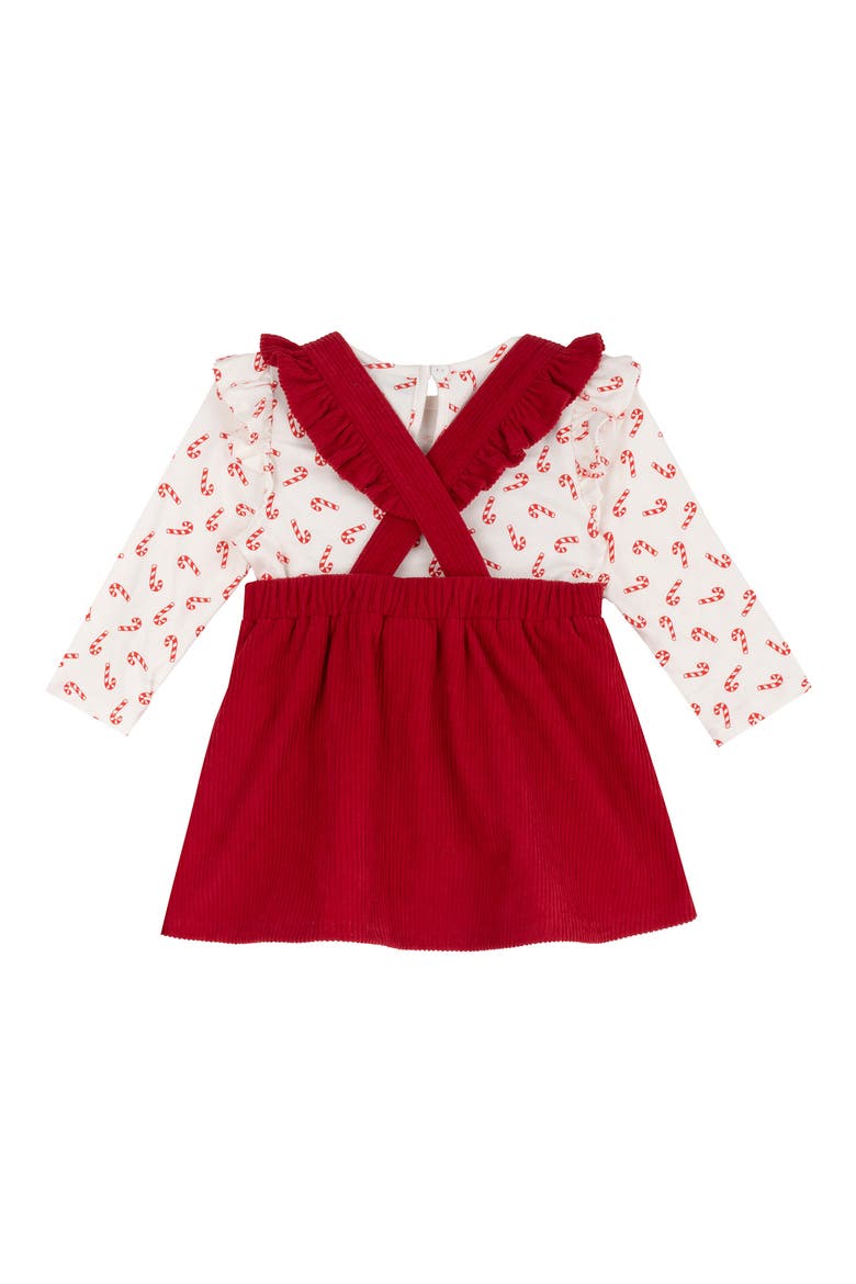 Gingerbread Corduroy Jumper & Bodysuit Set, Alternate, color, RED