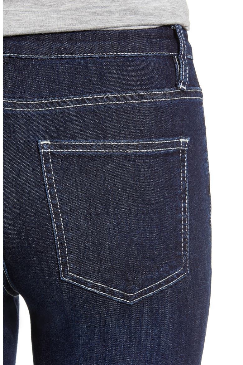 Contrast Stitch Skinny Jeans, Alternate, color, DARK WASH