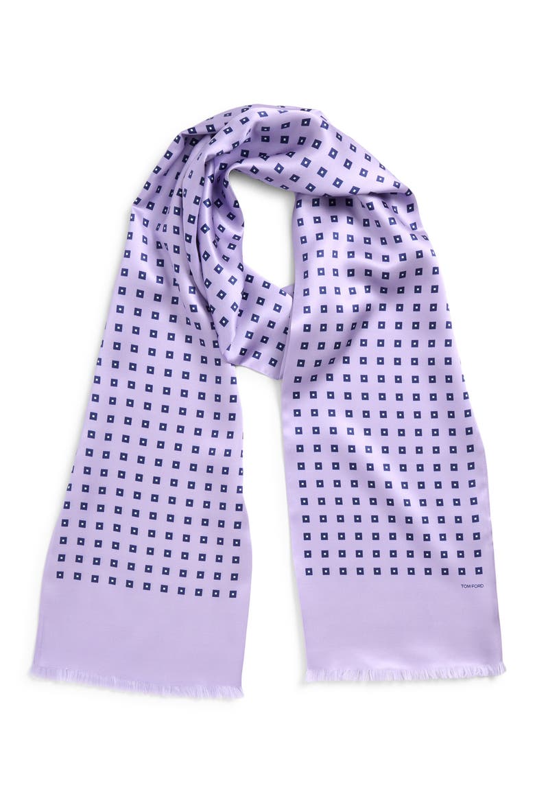 Square Dot Silk Jacquard Scarf, Main, color, PINK