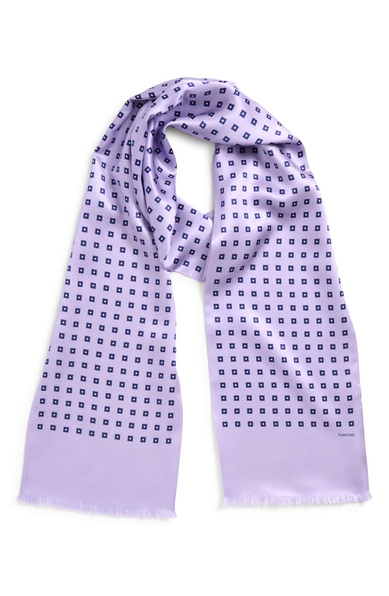 TOM FORD Square Dot Silk Jacquard Scarf, Main, color, Pink
