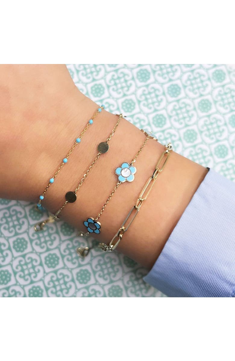 The Lovery Fine Jewelry Turquoise Daisy Bracelet, Alternate, color, Turquoise