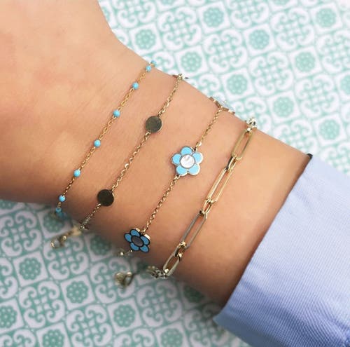 The Lovery Fine Jewelry Turquoise Daisy Bracelet In Blue