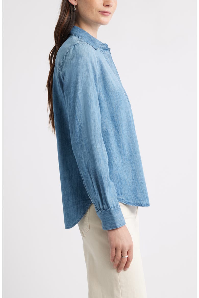 Chambray Button-Up Shirt, Alternate, color, MEDIUM WASH