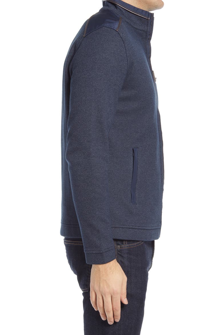 Mélange Knit Zip-Up Jacket, Alternate, color, NAVY