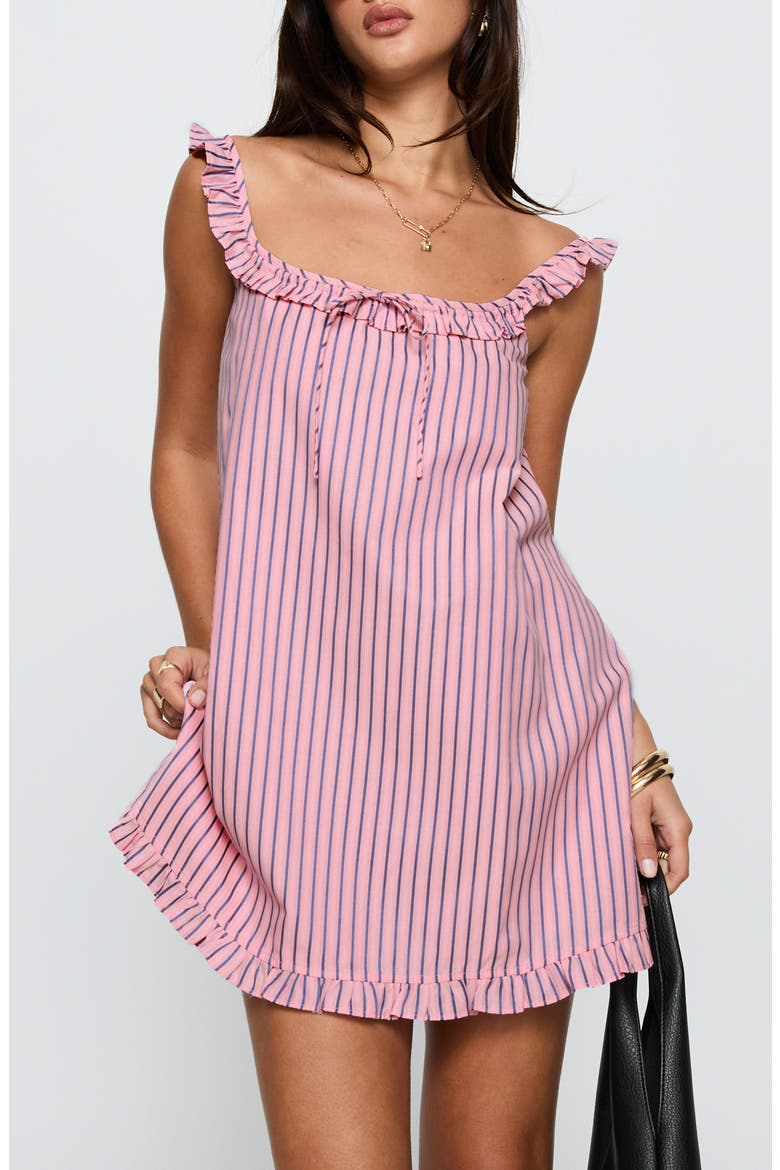 Zalina Stripe Babydoll Minidress, Main, color, PINK STRIPE