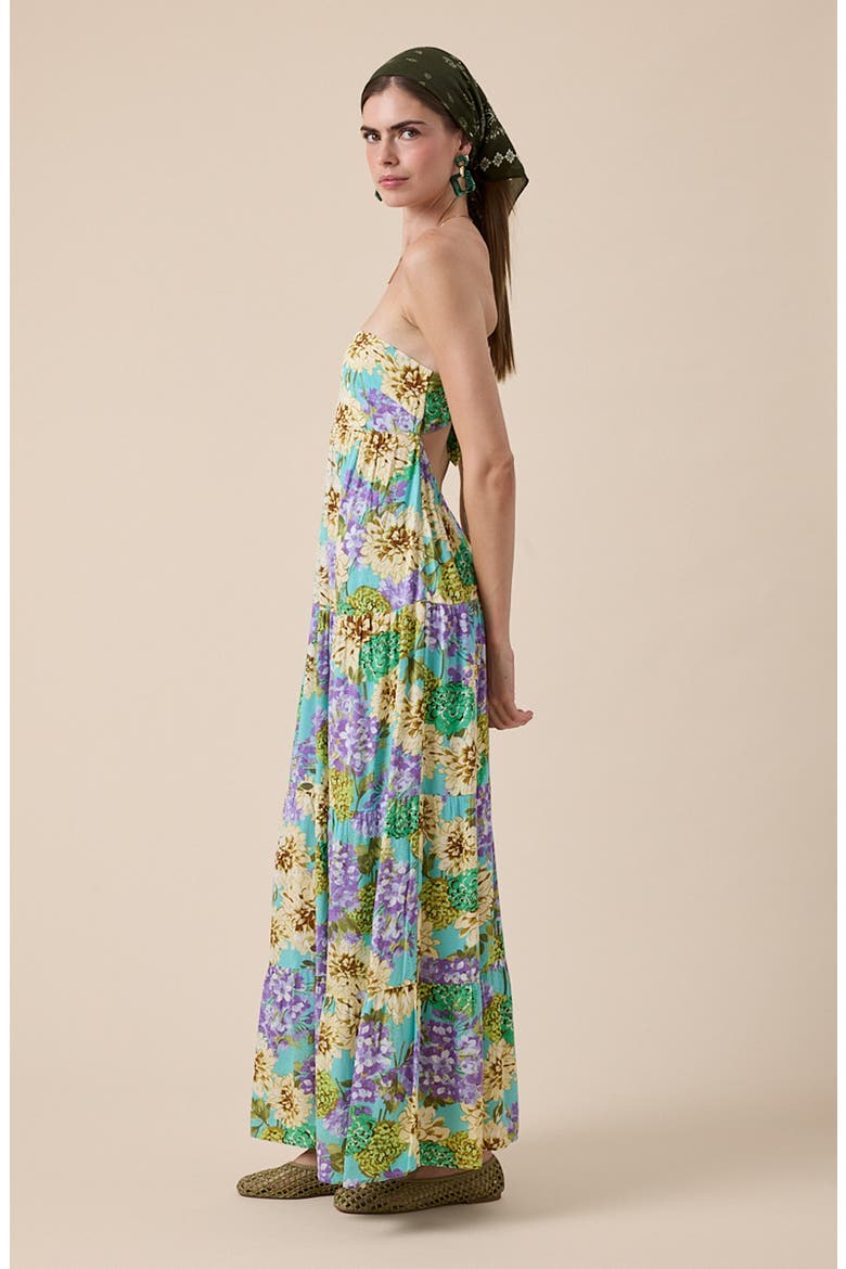 Strapless Open Back Maxi Dress, Alternate, color, GREEN