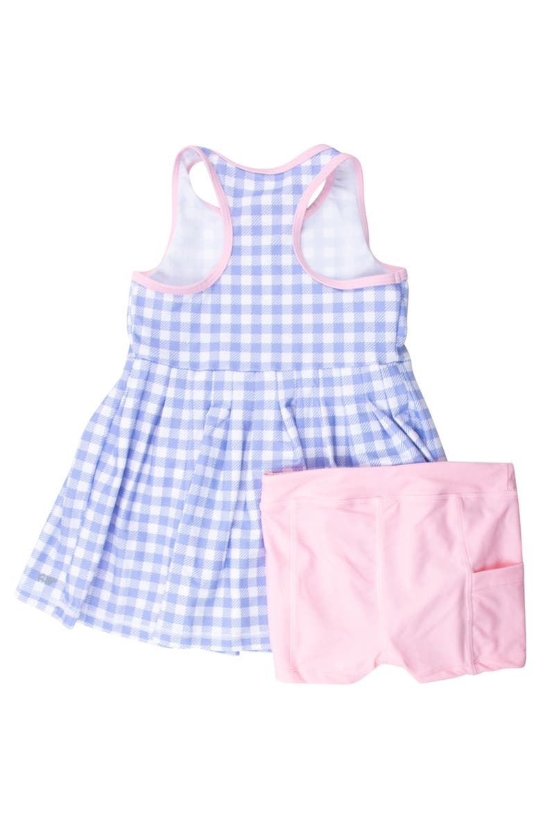 RuffleButts Girls UPF50+ Active Dress & Bike Short Set, Alternate, color, Periwinkle Blue Gingham