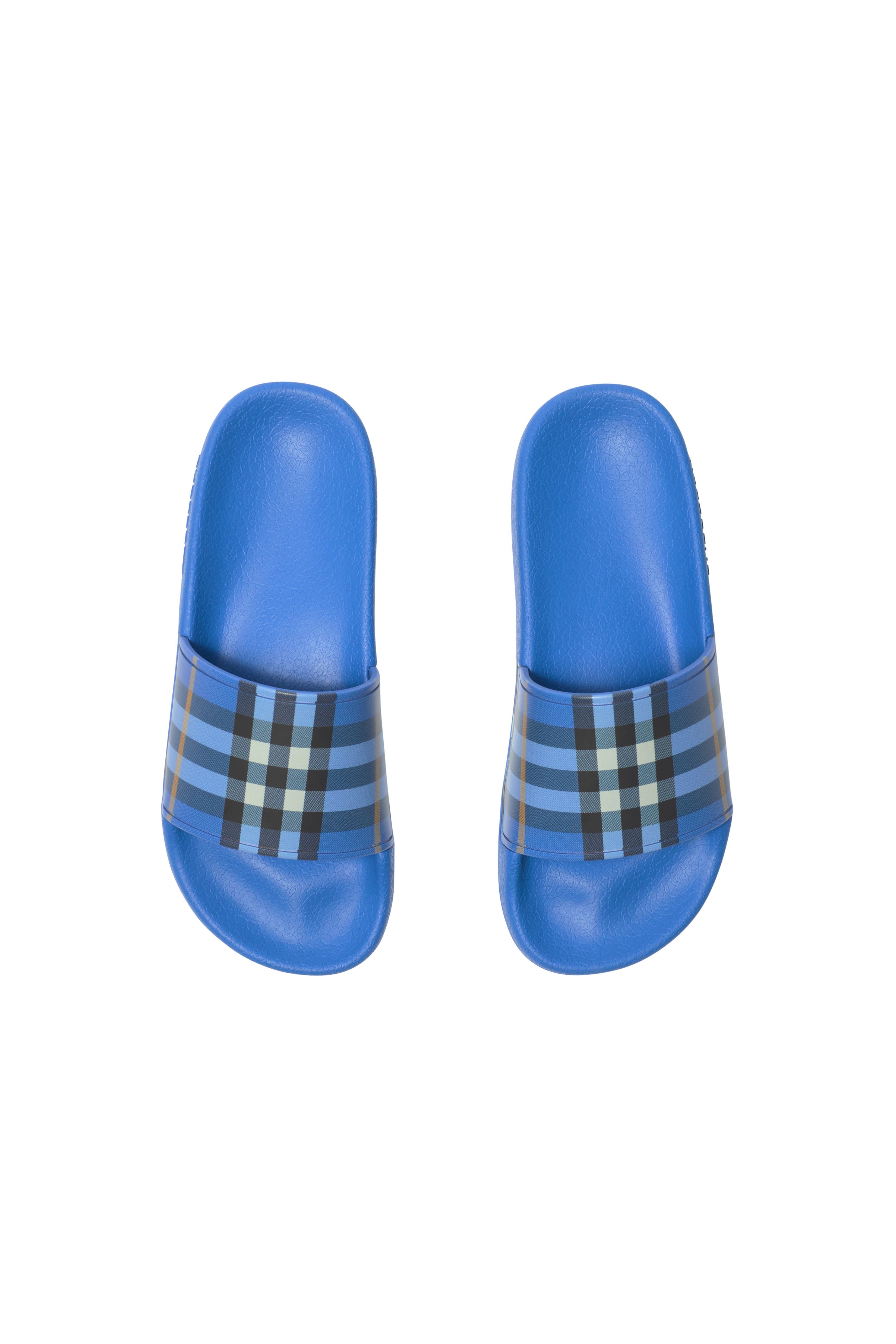 Burberry Check Slides, Alternate, color, Hyacinth Blue