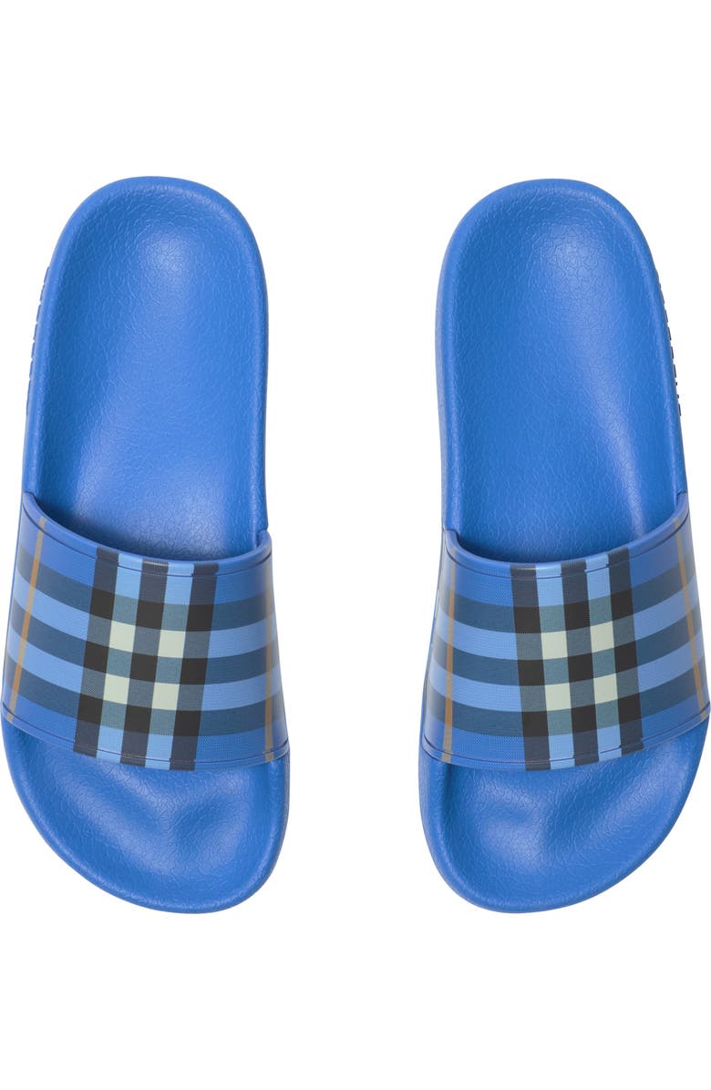 Burberry Check Slides, Alternate, color, Hyacinth Blue