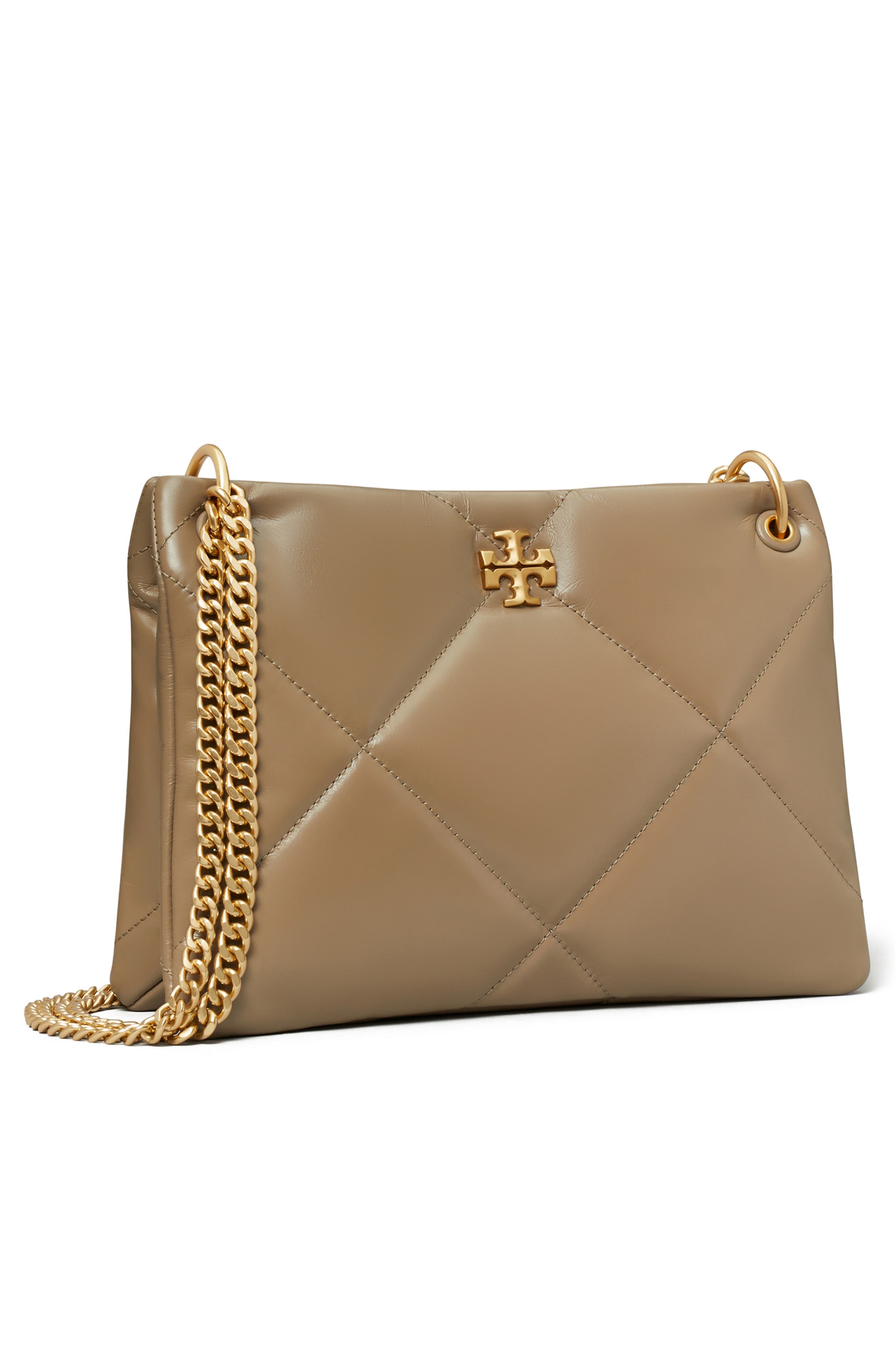 Small Kira Diamond Quilted Leather Shoulder Bag, Alternate, color, TAUPE OAK