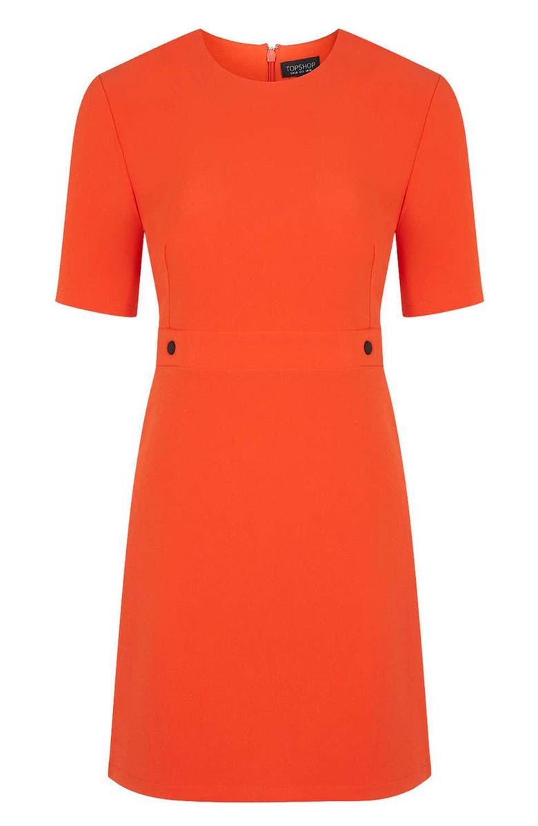 Topshop Short Sleeve Shift Dress, Alternate, color, Red