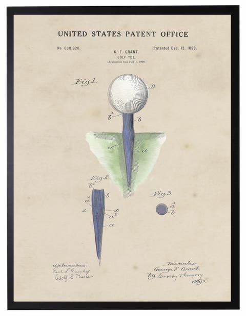 Golf Tee Patent in Black Frame