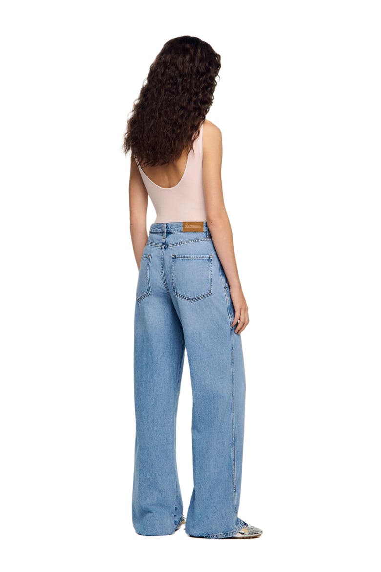 Faded wide straight-leg jeans, Alternate, color, Blue jean