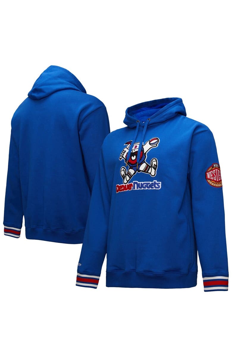 Mitchell & Ness Men's Mitchell & Ness Blue Denver Nuggets Chainstitch Applique Vintage Heavyweight Pullover Hoodie, Main, color, 