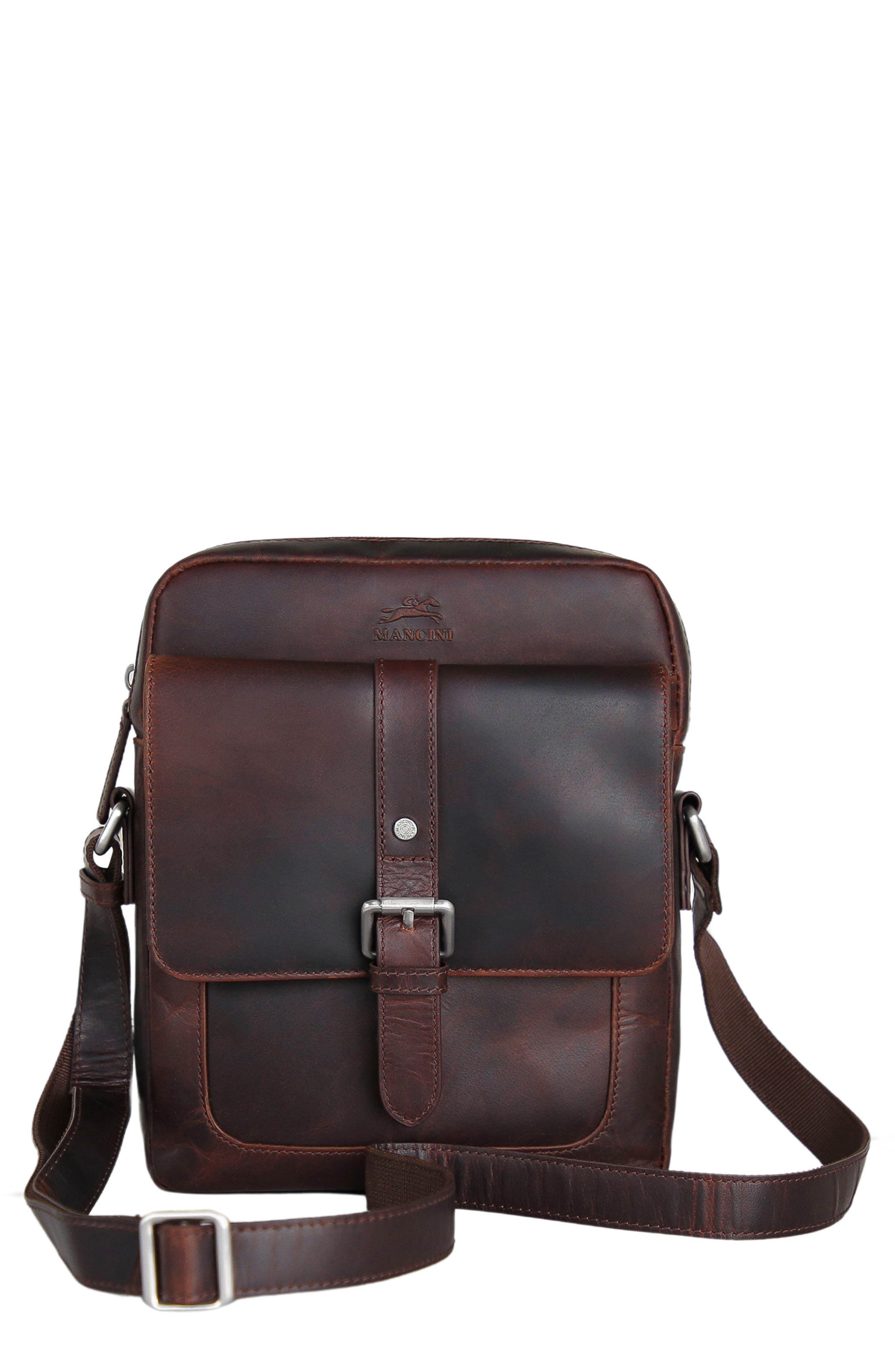 Mancini Buffalo Collection Leather Crossbody Bag