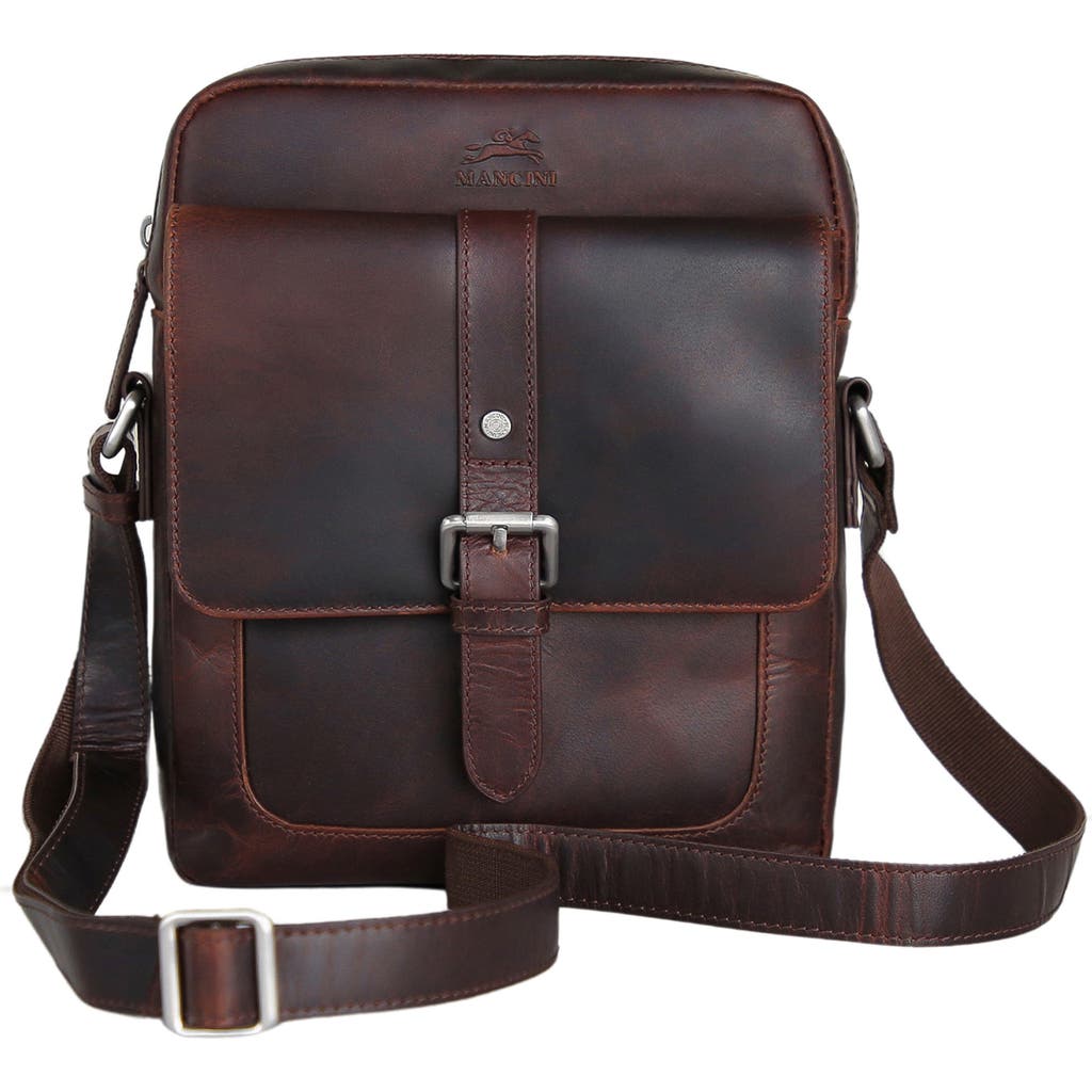 Mancini Buffalo Collection Leather Crossbody Bag In Brown
