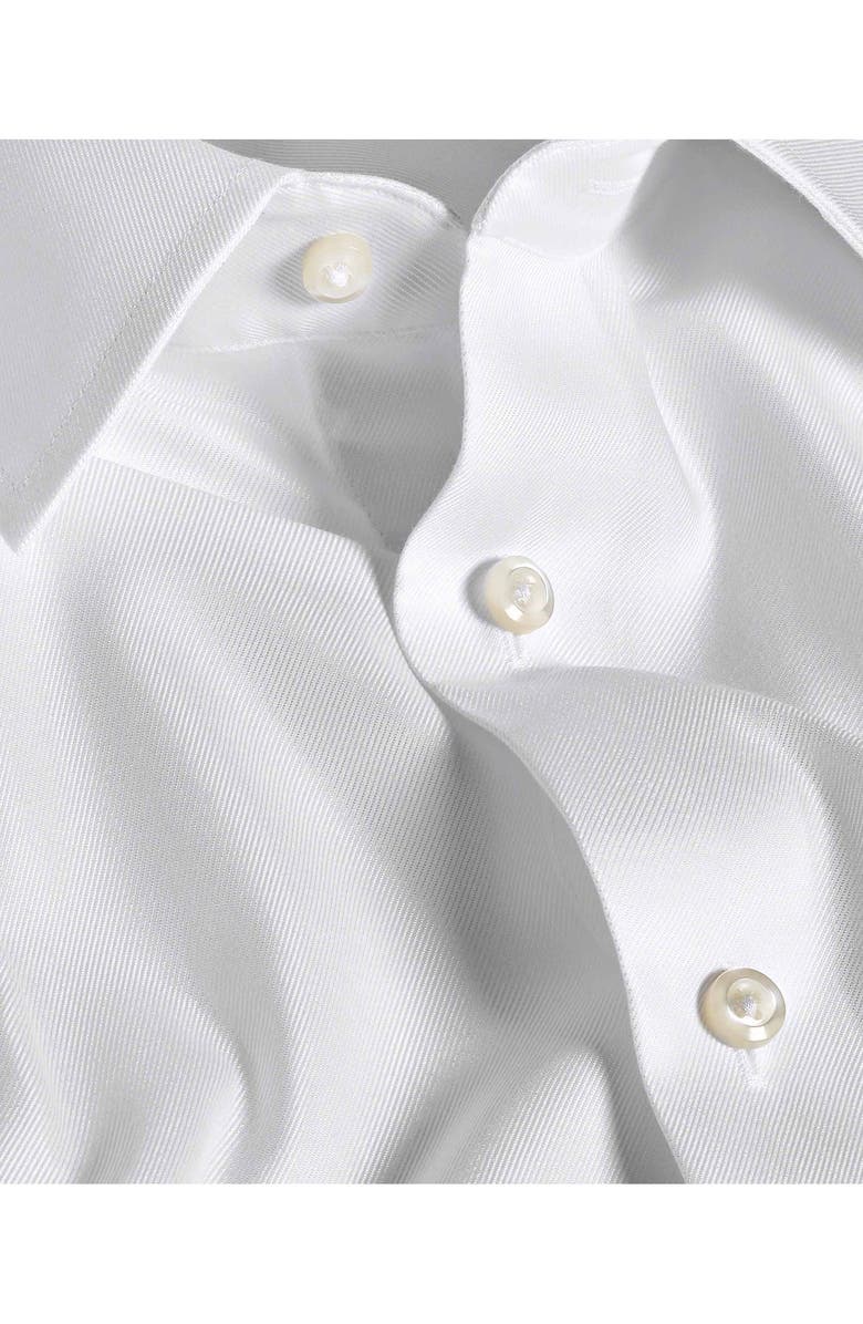 David Donahue Trim Fit Cotton & Silk Dress Shirt, Alternate, color, White