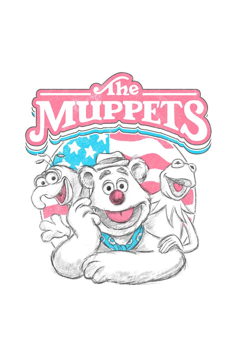 Men's The Muppets Trio Portrait Flag  Graphic T-Shirt, Alternate, color, White