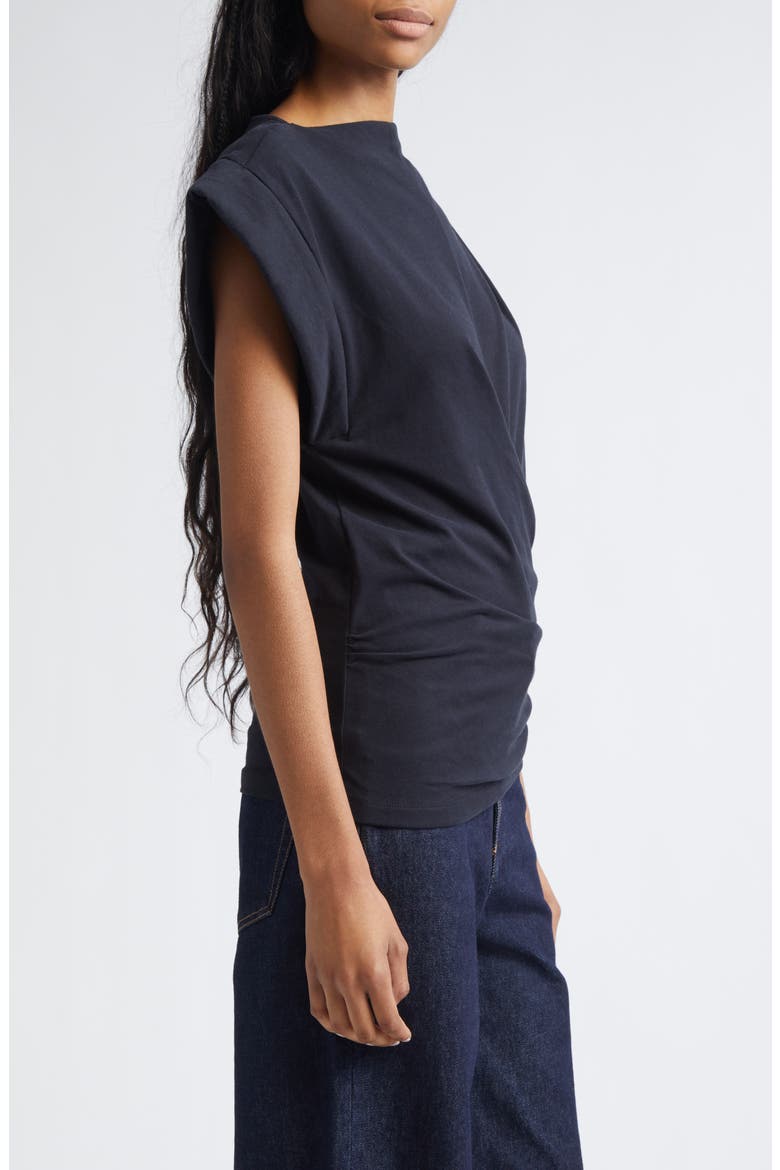Maisan Draped Asymmetric Cotton T-Shirt, Alternate, color, BLACK