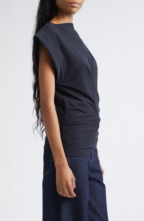 Isabel Marant Maisan Draped Asymmetric Cotton T-shirt In Blue