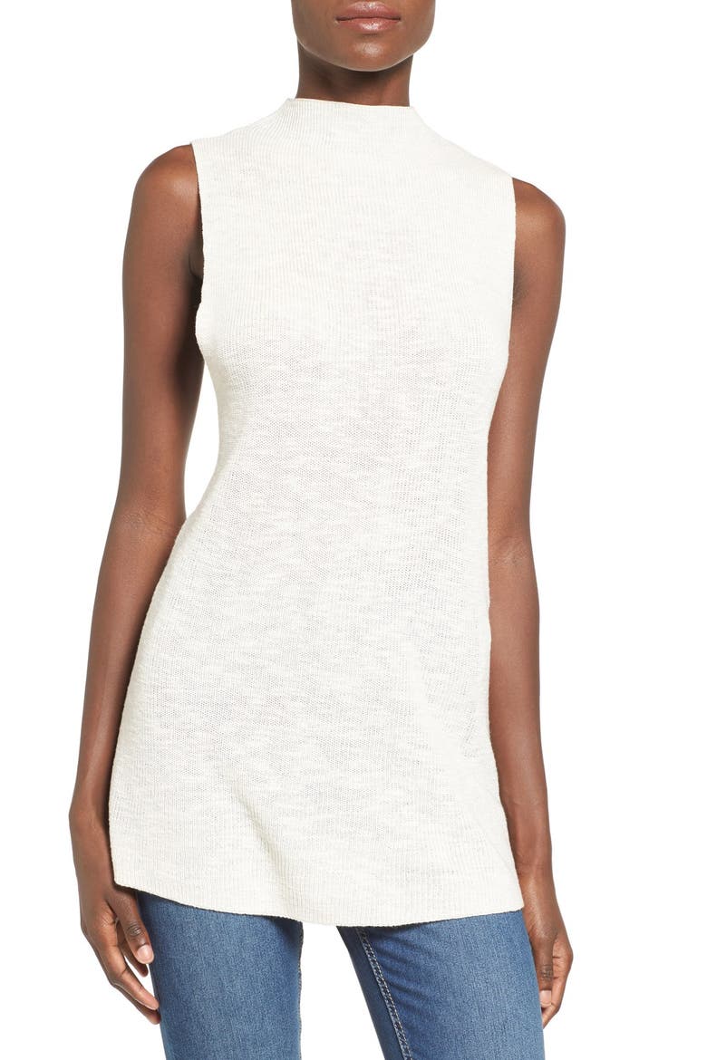 Mock Neck Sweater Tank, Main, color, BEIGE BURNT