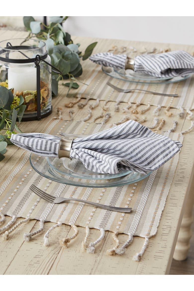 Tonal Stripe With Fringe Placemat Set/6, Alternate, color, Natural