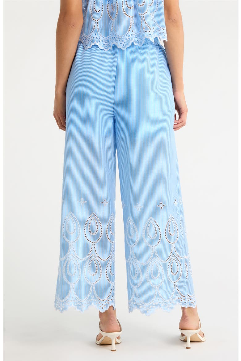 Geyser Striped Eyelet Wide Leg Pants, Alternate, color, WHITE-BLUE