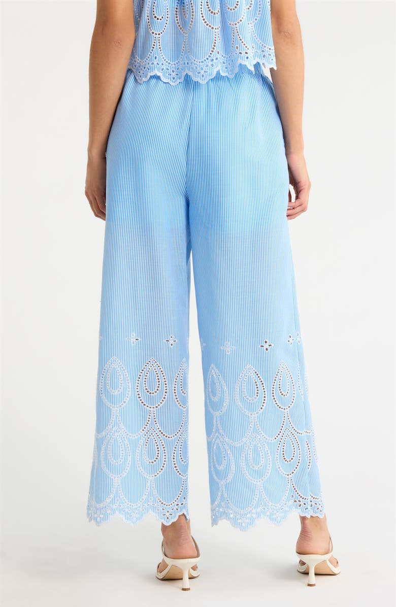 SUGARLIPS Geyser Striped Eyelet Wide Leg Pants, Alternate, color, White-Blue
