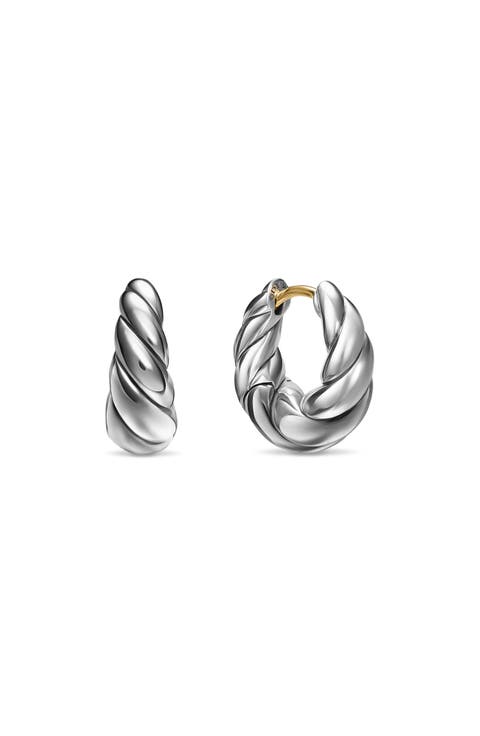 Sculpted Cable Tapered Hoop Earrings