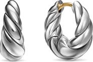 David Yurman Sculpted Cable Tapered Hoop Earrings