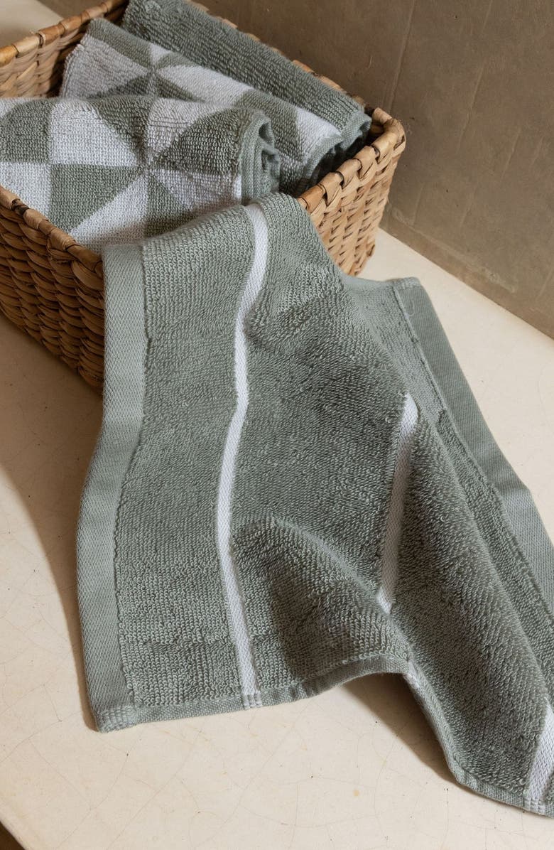 Italic Deia Washcloth Set, Alternate, color, Sage & Ecru