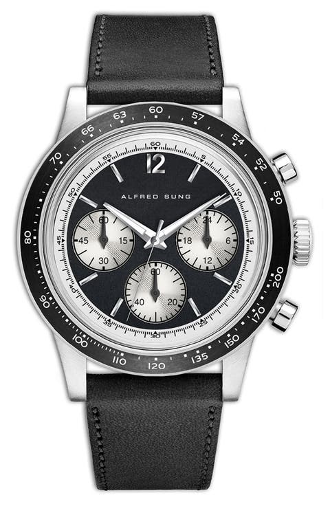 Chronograph II Leather Strap Watch, 44mm