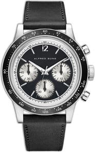 Alfred Sung Chronograph II Leather Strap Watch, 44mm